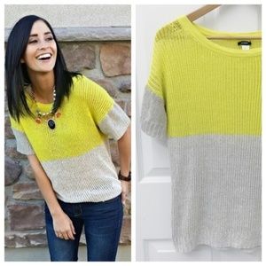 EUC: J. Crew Yellow and Gray Short-Sleeve Sweater